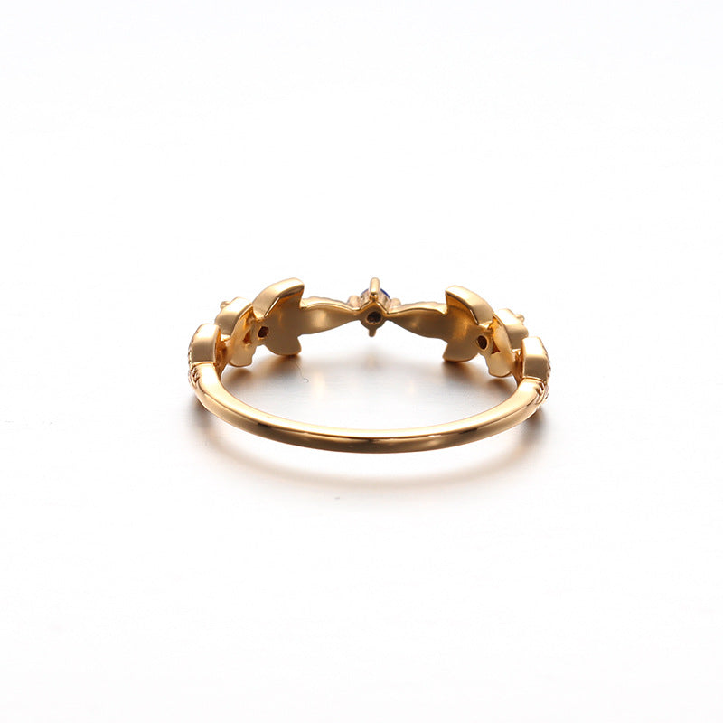 Lazurite Leaf Shape Sterling Silver Ring-DL-Juri Elle