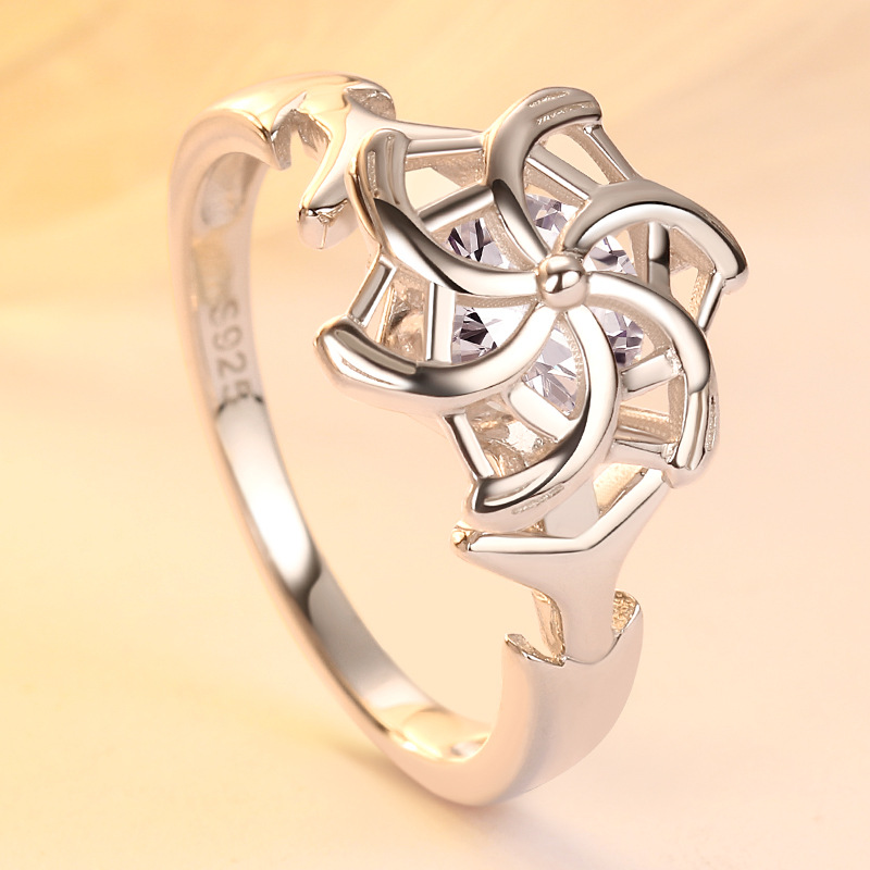 Flower Round Cut Sterling Silver Ring-TL-Juri Elle