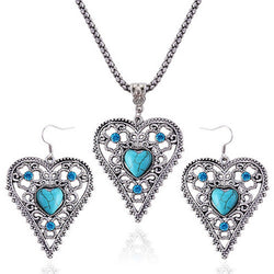 Bohemian Heart Set With Diamond And Turquoise