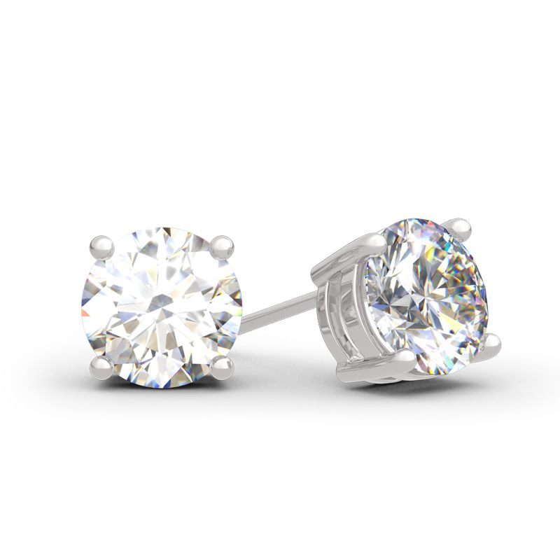 Classic Round Cut Sterling Silver Stud Earrings-JE-Juri Elle