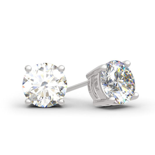 Classic Round Cut Sterling Silver Stud Earrings-JE-Juri Elle