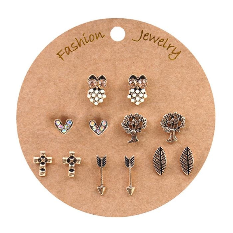 Bohemian Gold Tassel Earrings Set 6 Pairs