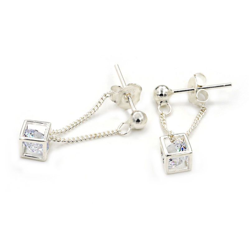 Cubic Sterling Silver Earring Drops-JE-Juri Elle