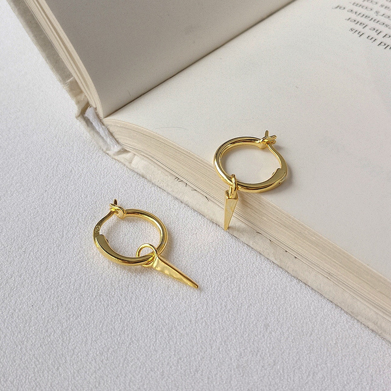 Retro Trend Cone Sterling Silver Plated Gold Stud Earring
