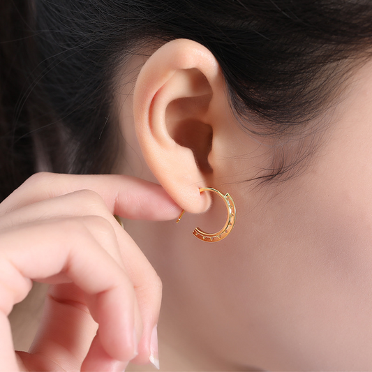 Triangle Hollow Sterling Silver Plated Gold Stud Earring