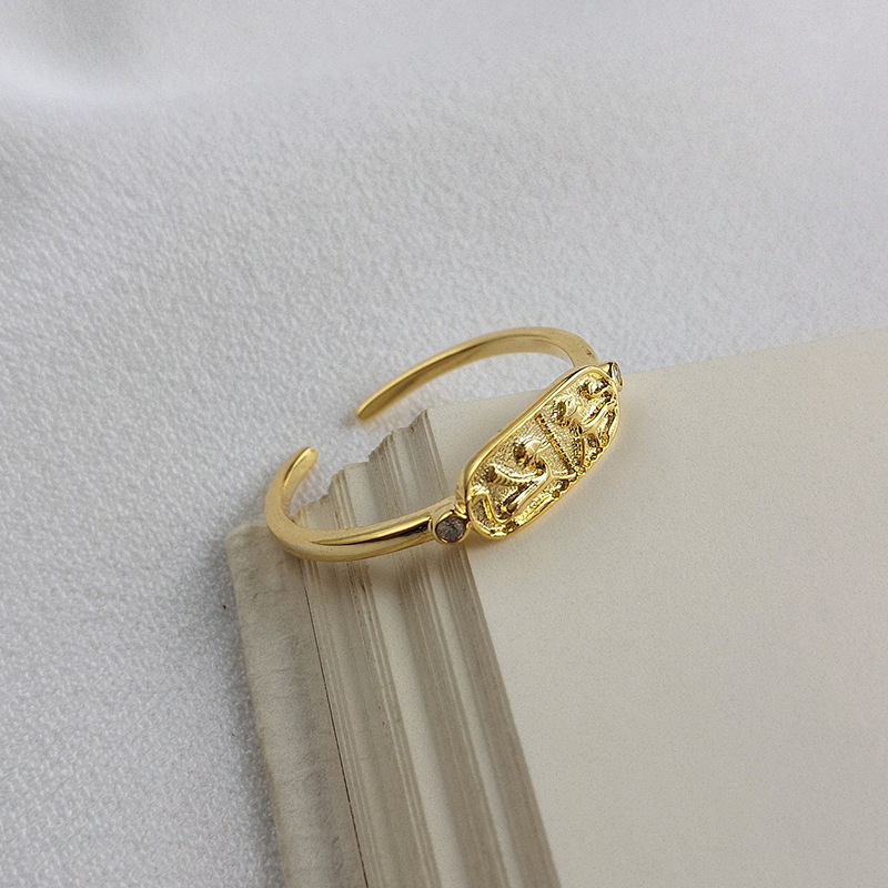 Adjustable Golden Round Cut Sterling Silver Plated Gold Ring
