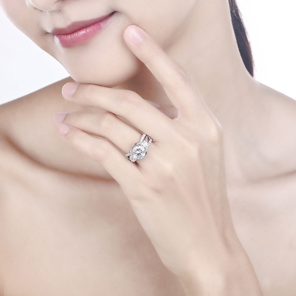 Vintage Round Cut Sterling Silver Ring-ZX-Juri Elle
