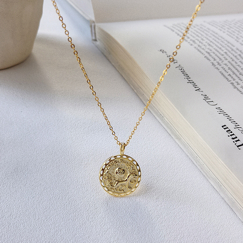 Embossed Dog Sterling Silver Plated Gold Necklace