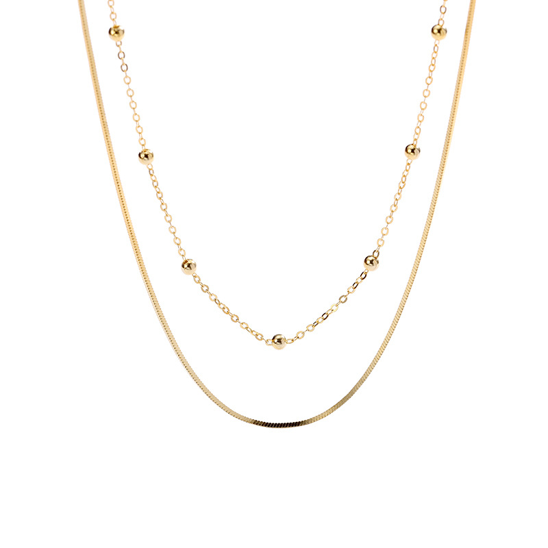 Adjustable Beading Sterling Silver Plated Gold Necklace