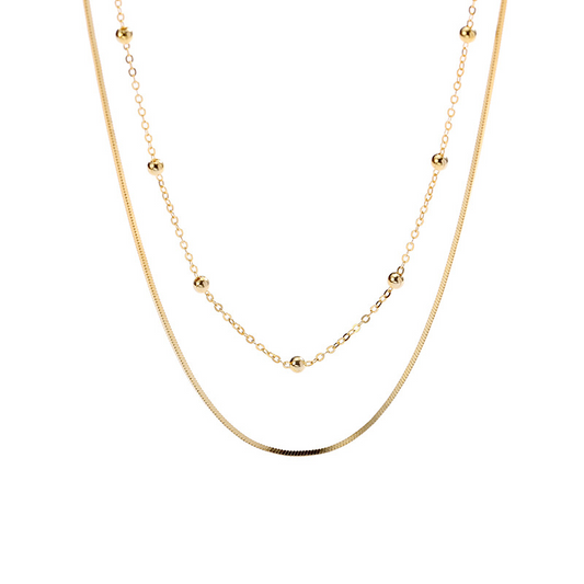Adjustable Beading Sterling Silver Plated Gold Necklace