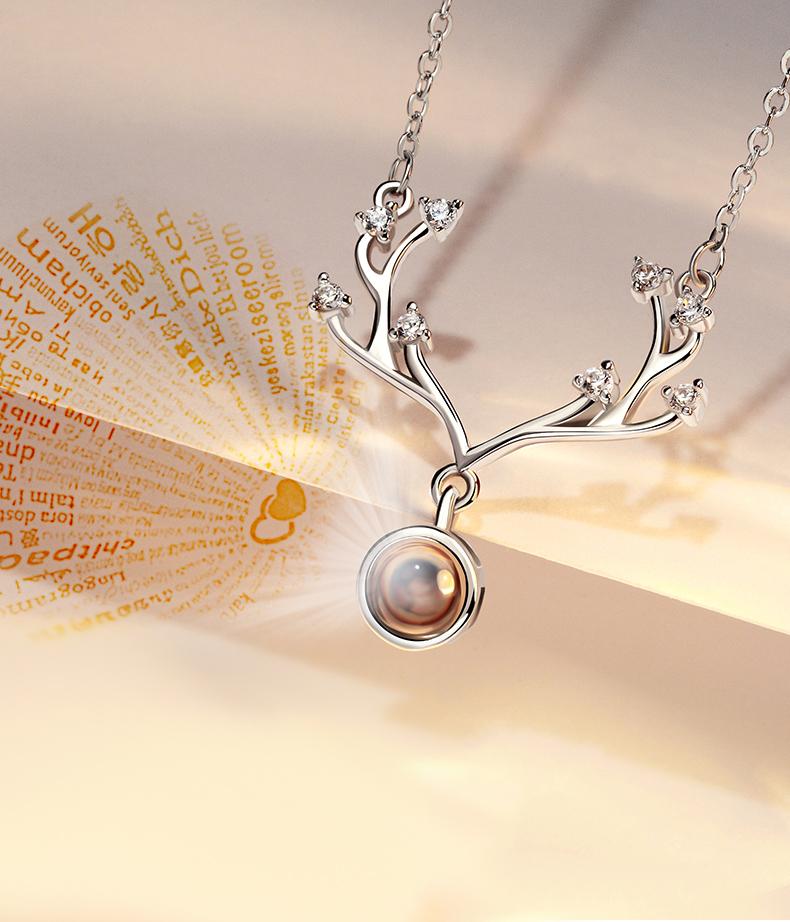 Antlers Evil Eye Round Cut Sterling Silver Necklace
