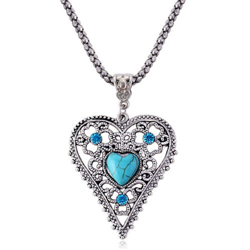 Bohemian Heart Set With Diamond And Turquoise