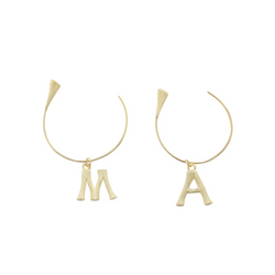 Personalized Letter Sterling Silver Plated Gold Earring