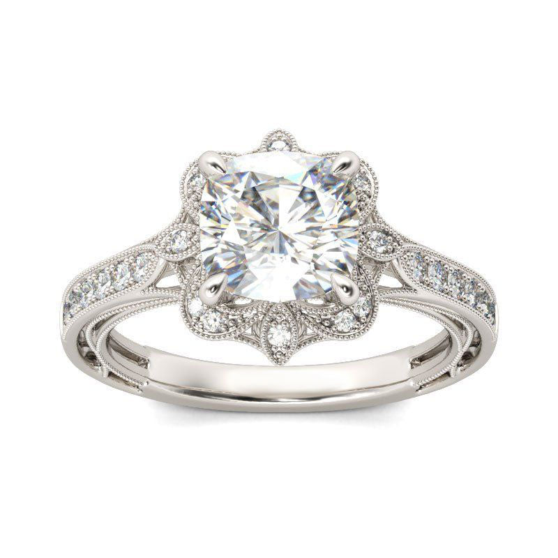 Vintage Floral Cushion Cut Sterling Silver Ring-JE-Juri Elle