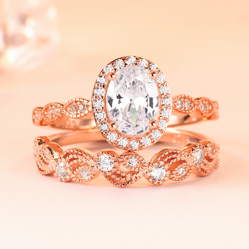Engagement Oval Cut Sterling Silver Ring Set-TL-Juri Elle
