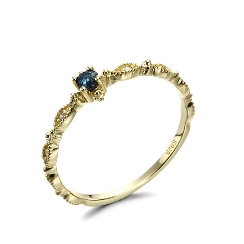 Sapphire Vintage Gold Vermeil Sterling Silver Ring-DL-Juri Elle