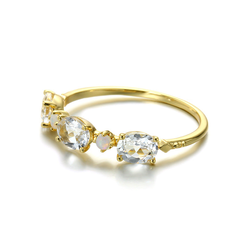 White Topaz Stone Sterling Silver Ring-DL-Juri Elle