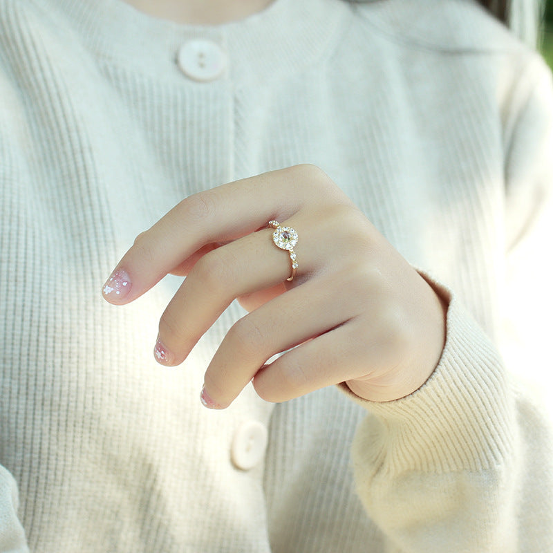 Round Topaz Stone Sterling Silver Ring-DL-Juri Elle