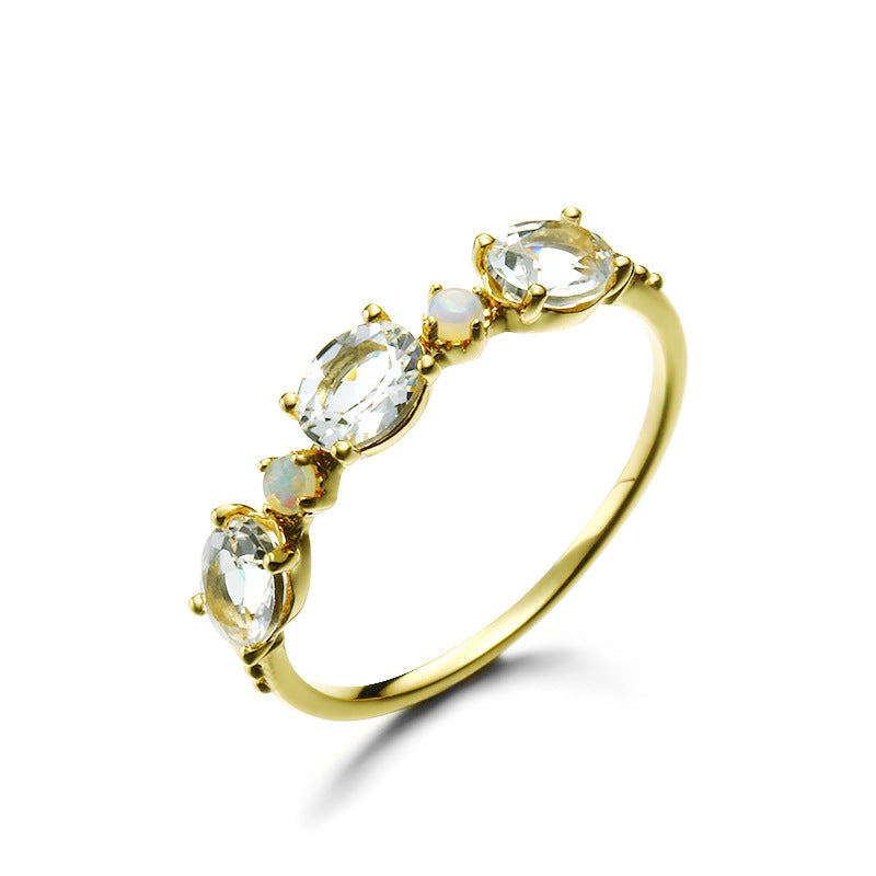 White Topaz Stone Sterling Silver Ring-DL-Juri Elle