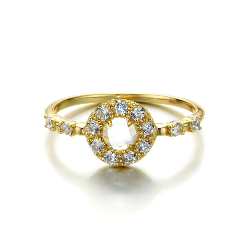 Round Topaz Stone Sterling Silver Ring-DL-Juri Elle