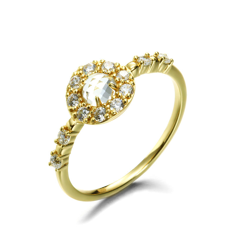 Round Topaz Stone Sterling Silver Ring-DL-Juri Elle