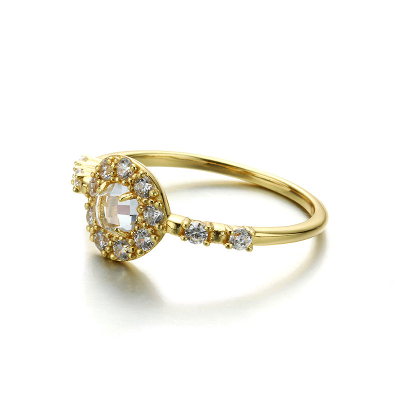 Round Topaz Stone Sterling Silver Ring-DL-Juri Elle