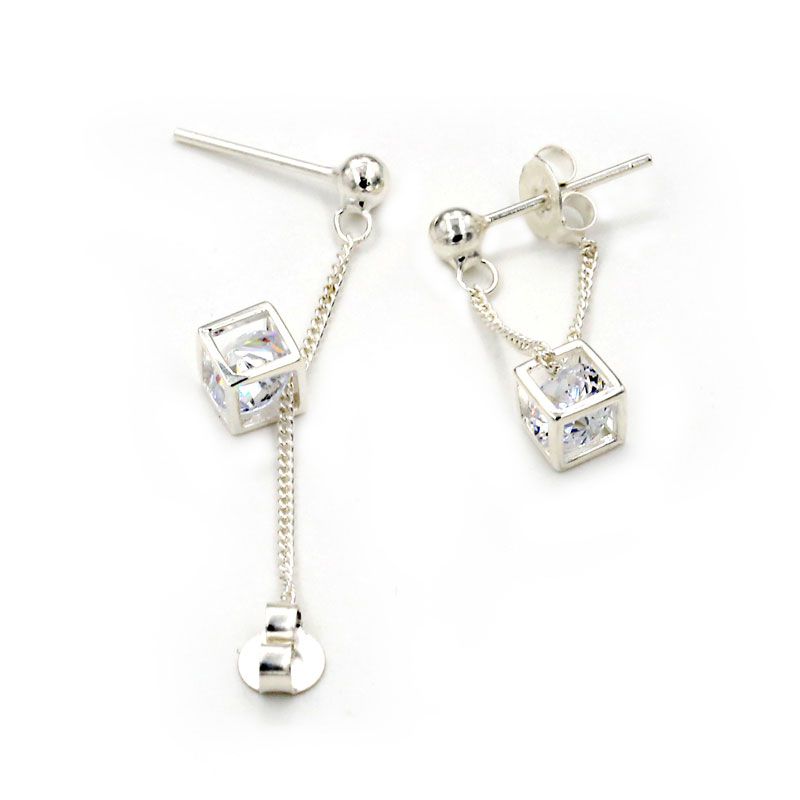 Cubic Sterling Silver Earring Drops-JE-Juri Elle