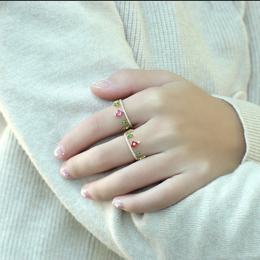 Garnet Stone Vintage Sterling Silver Ring-DL-Juri Elle