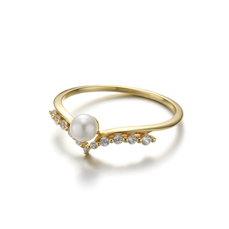 Crown Shape Sterling Silver Ring With Pearl – Jurielle