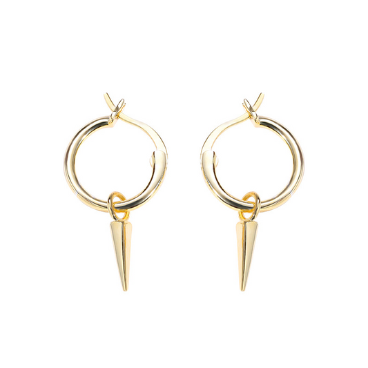Retro Trend Cone Sterling Silver Plated Gold Stud Earring