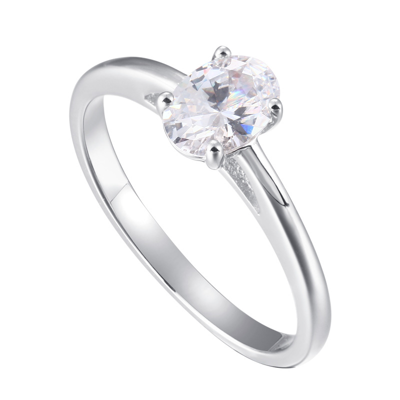 Solitaire Oval Cut Sterling Silver Ring-TL-Juri Elle