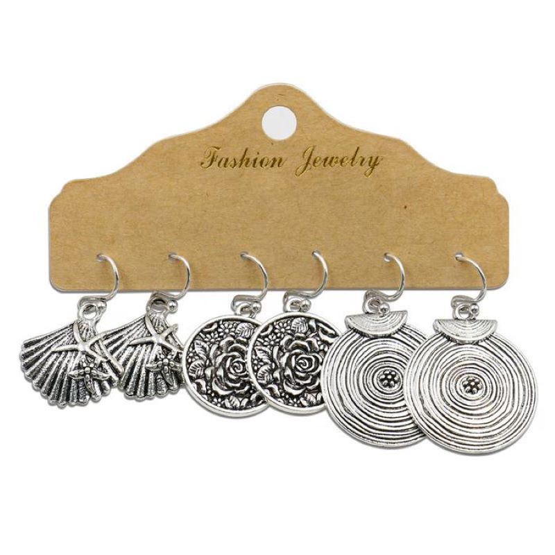 Bohemian Metal Tassel Earrings 3 Sets