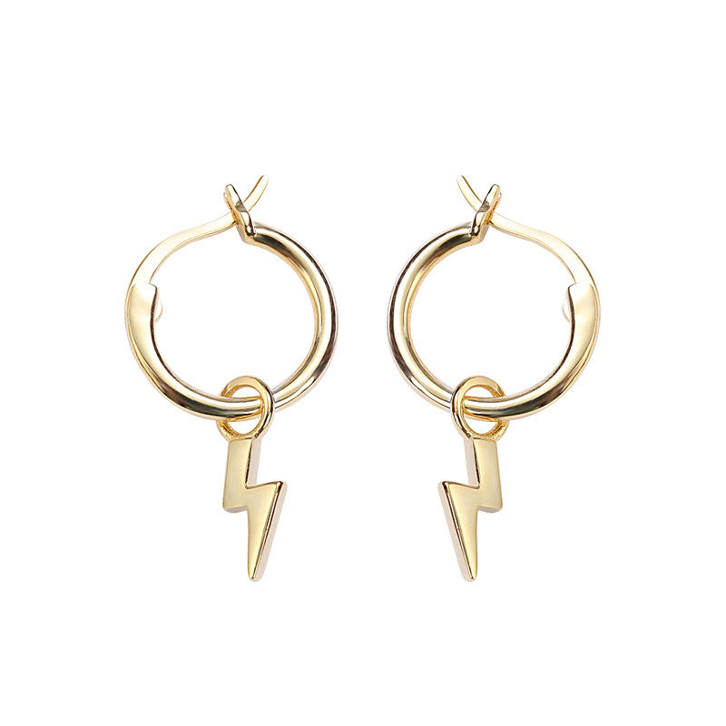 Lightning Sterling Silver Plated Gold Earring