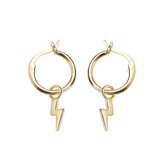 Lightning Sterling Silver Plated Gold Earring