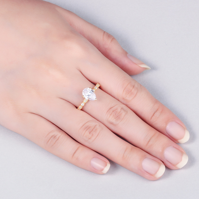 Drop Pear Cut Sterling Silver Ring For Women-TL-Juri Elle