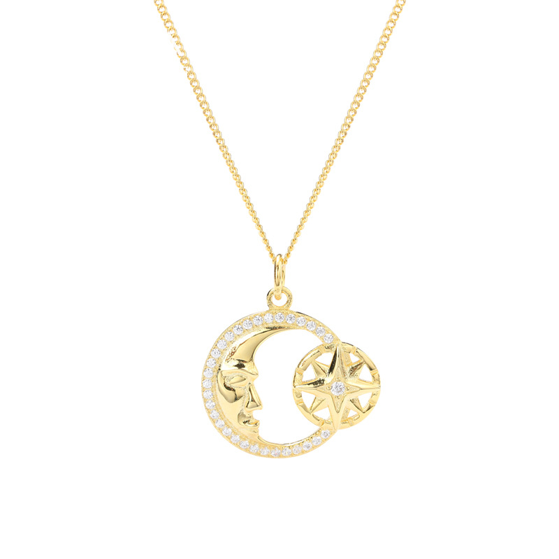 Delicate Midnight Round Cut Silver Plated Gold Necklace
