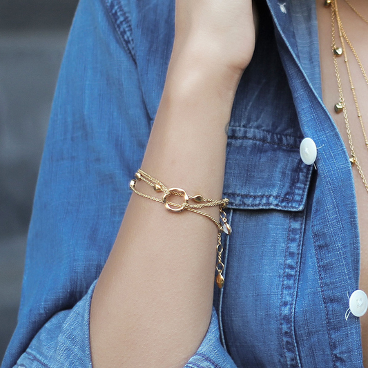 Concise Polygon Sterling Silver Plated Gold Bracelet