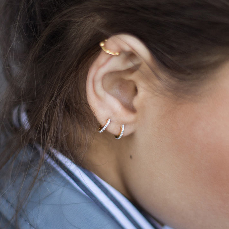 Elegant Vintage Round Cut Sterling Silver Plated Gold Earring
