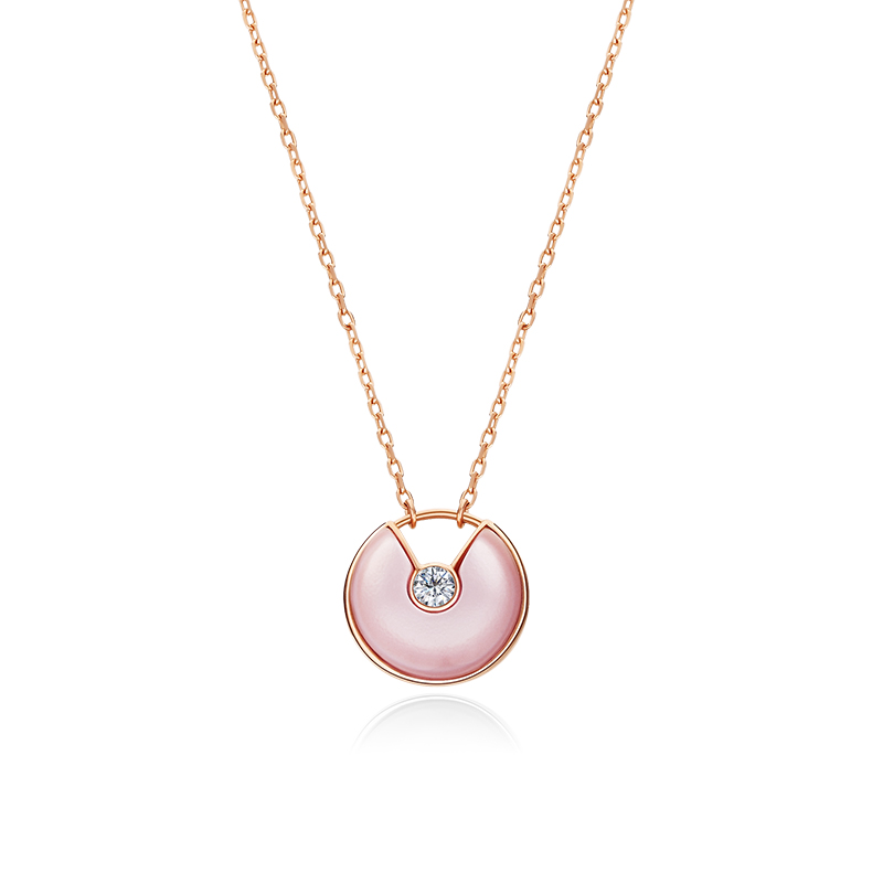 Peace Buckle Mother Shellfish Round Cut Sterling Silver Necklace