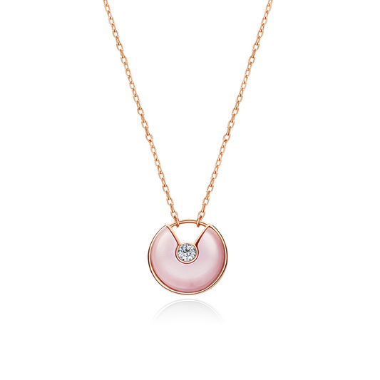 Peace Buckle Mother Shellfish Round Cut Sterling Silver Necklace
