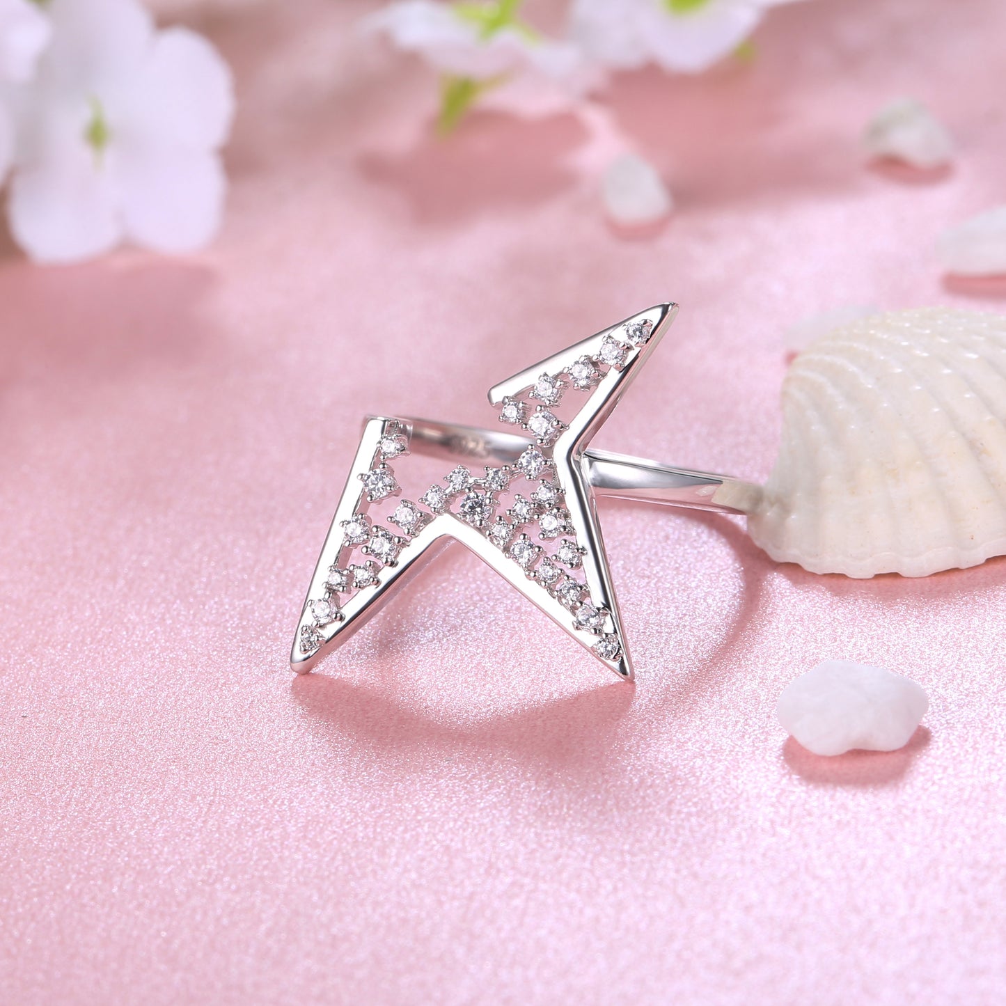 Abstract Star Three Angels Ring