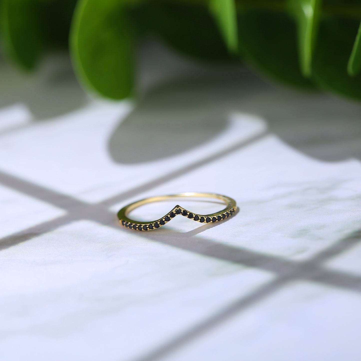 Chevron Black Pave Ring Set
