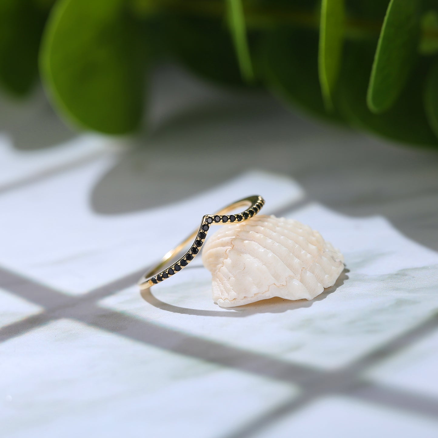 Chevron Black Pave Ring Set