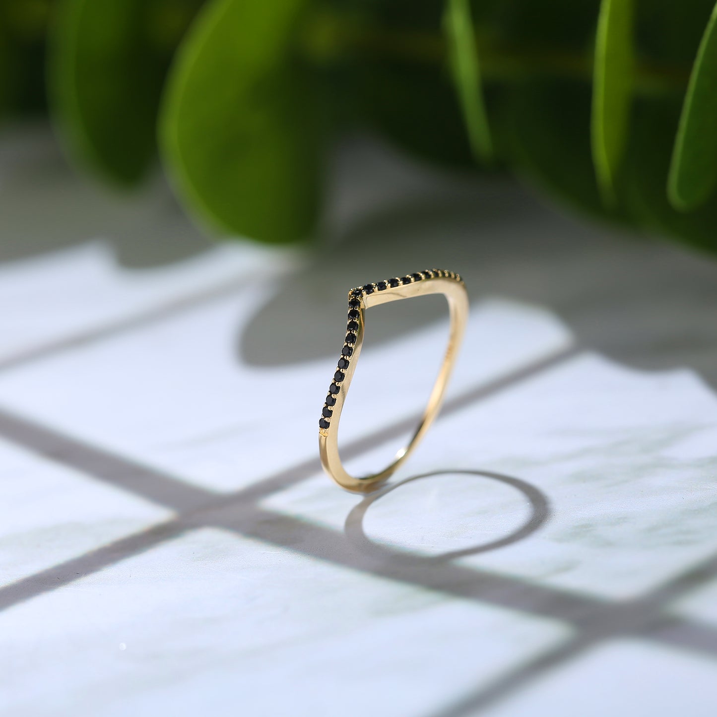 Chevron Black Pave Ring Set
