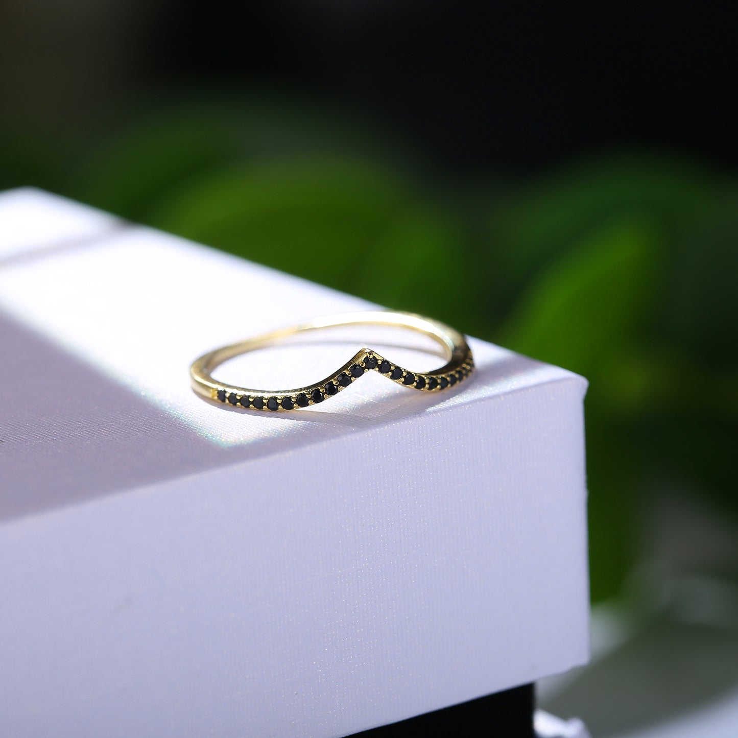 Chevron Black Pave Ring Set