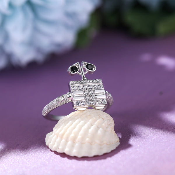 Robot WALL-E Inspired Sterling Silver Ring