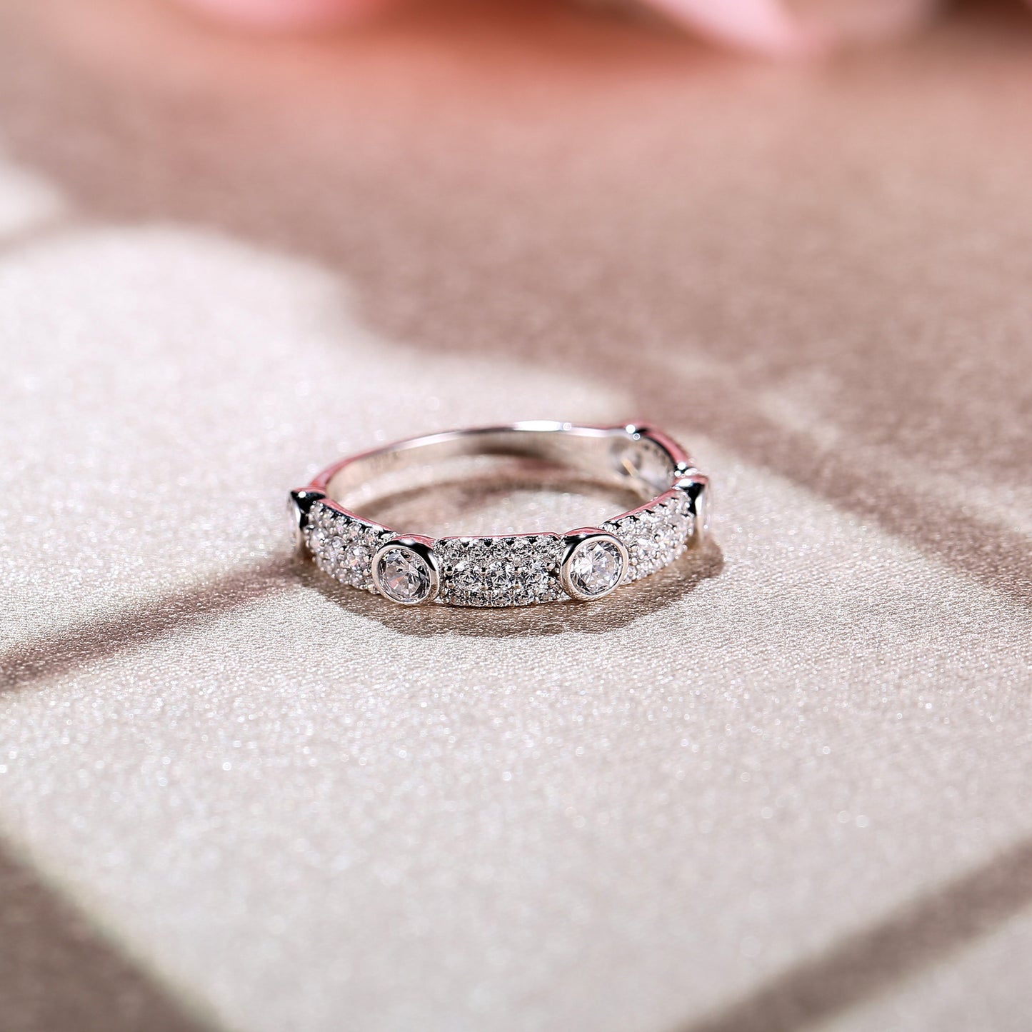 Classic Round Cut Sterling Silver Women's Band