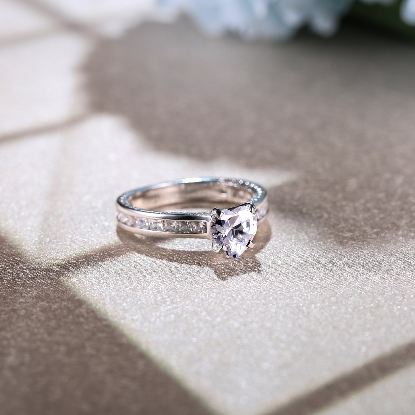Classic Heart Cut Sterling Silver Ring