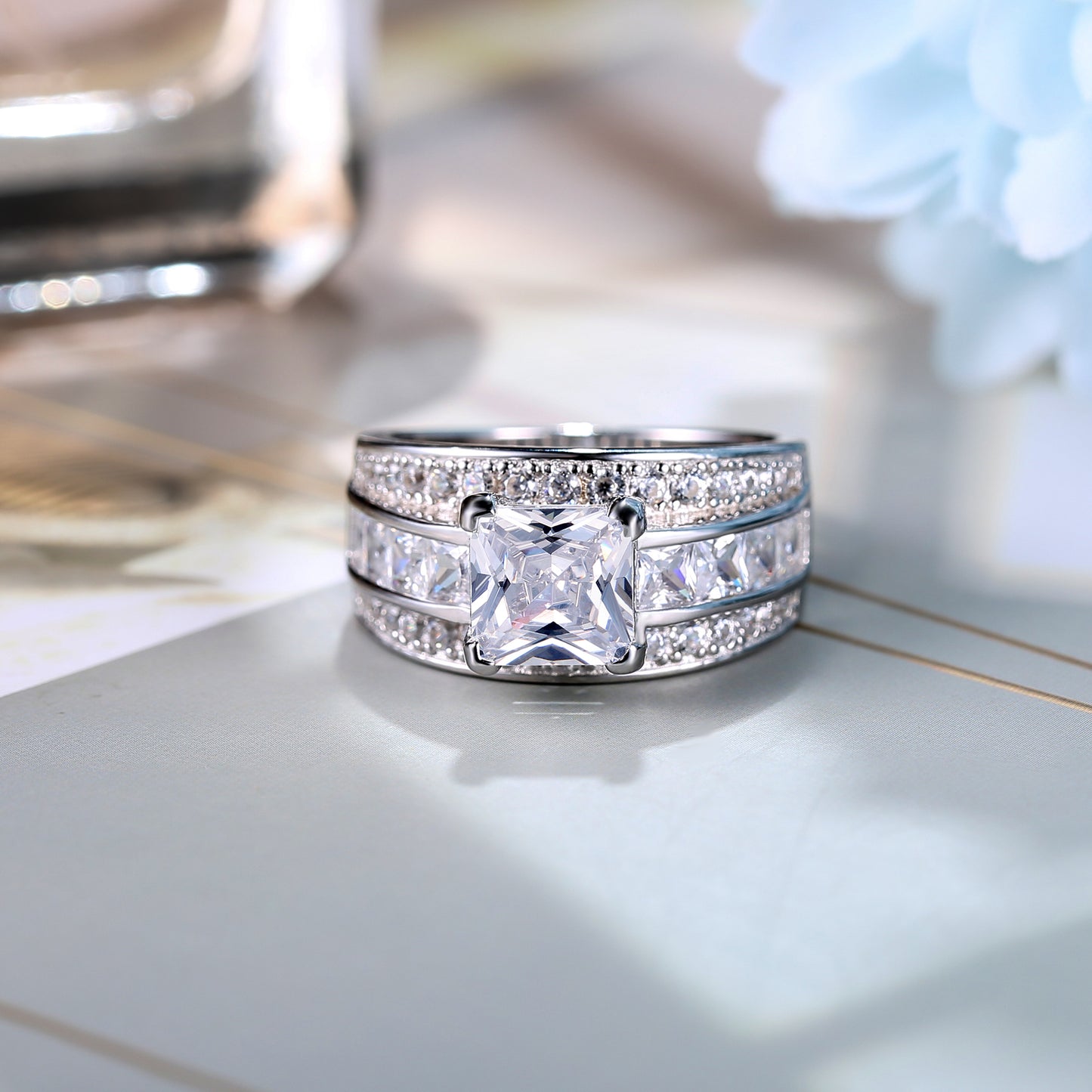 Classic Princess Cut Sterling Silver Ring