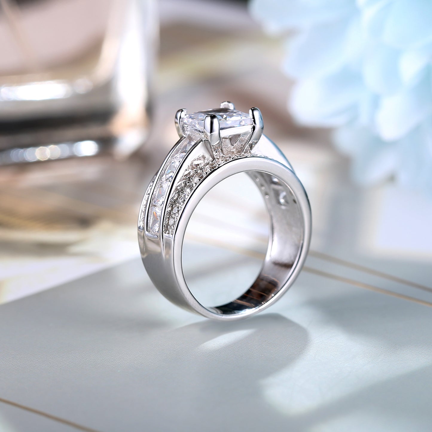 Classic Princess Cut Sterling Silver Ring